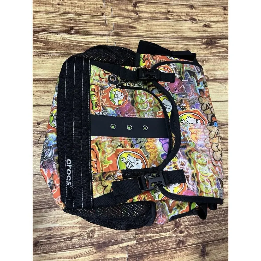 Crocs Graffiti Dinosaur Messenger Bag Adult Lime Green Interior